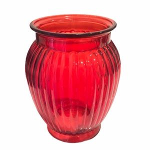 Fluted Red Glass Vase Valentines Day Christmas